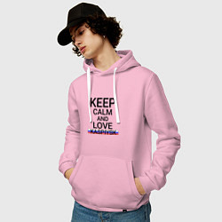 Толстовка-худи хлопковая мужская Keep calm Kaspiysk Каспийск, цвет: светло-розовый — фото 2