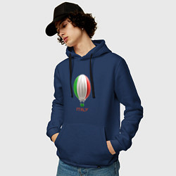 Толстовка-худи хлопковая мужская 3d aerostat Italy flag, цвет: тёмно-синий — фото 2
