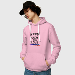 Толстовка-худи хлопковая мужская Keep calm Tuymazy Туймазы, цвет: светло-розовый — фото 2
