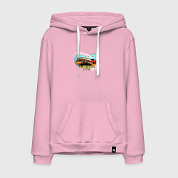Толстовка-худи хлопковая мужская Adventure time ретро авто, цвет: светло-розовый
