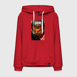 Толстовка-худи хлопковая мужская Doom eternal - poster, цвет: красный