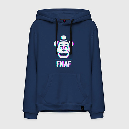 Мужская толстовка-худи FNAF в стиле glitch и баги графики / Тёмно-синий – фото 1