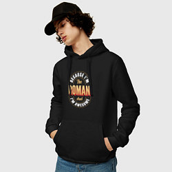 Толстовка-худи хлопковая мужская Because Im the Roman and Im awesome, цвет: черный — фото 2