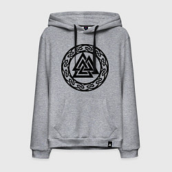 Толстовка-худи хлопковая мужская Валькнут - символ Одина, цвет: меланж