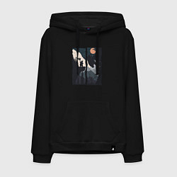 Толстовка-худи хлопковая мужская Оранжевая луна и дикий альпинизм, цвет: черный