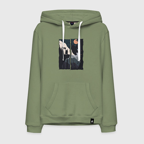 Мужская толстовка-худи Оранжевая луна и дикий альпинизм / Авокадо – фото 1