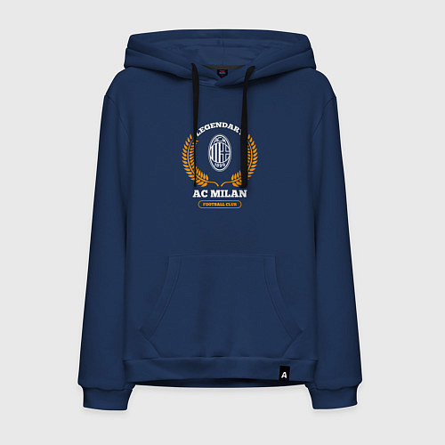 Мужская толстовка-худи Лого AC Milan и надпись legendary football club / Тёмно-синий – фото 1