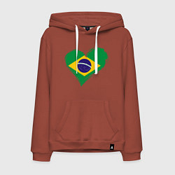 Толстовка-худи хлопковая мужская Сердце - Бразилия, цвет: кирпичный