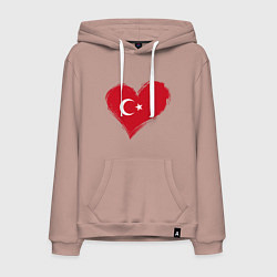 Толстовка-худи хлопковая мужская Сердце - Турция, цвет: пыльно-розовый