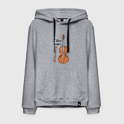 Толстовка-худи хлопковая мужская Я люблю скрипку, цвет: меланж