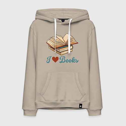 Мужская толстовка-худи Я люблю книги / Миндальный – фото 1