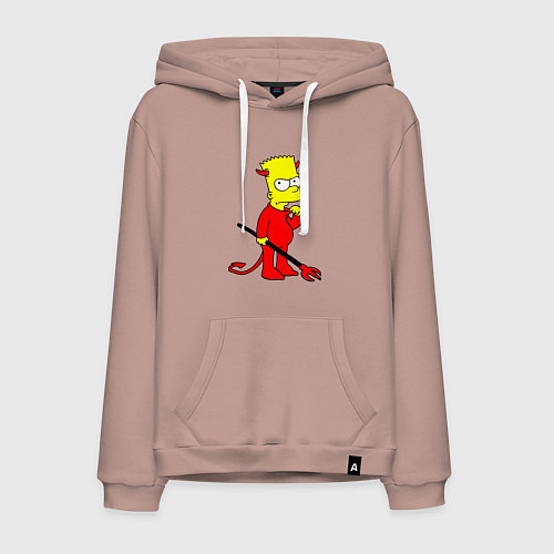 Мужская толстовка-худи Bart Simpson - devil / Пыльно-розовый – фото 1