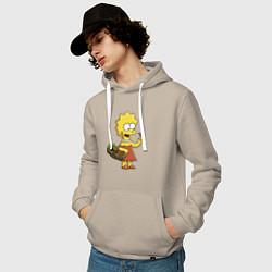Толстовка-худи хлопковая мужская Lisa Simpson с гусеницей на даче, цвет: миндальный — фото 2