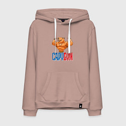 Толстовка-худи хлопковая мужская CapyGYM - лучший бодибилдинг, цвет: пыльно-розовый