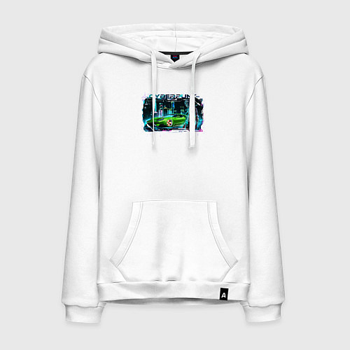 Мужская толстовка-худи Осень в стиле киберпанк / Белый – фото 1