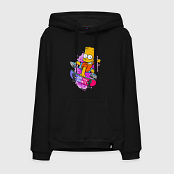 Толстовка-худи хлопковая мужская Барт Симпсон на скейтборде - Eat my shorts!, цвет: черный