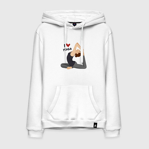 Мужская толстовка-худи Я люблю йогу / Белый – фото 1