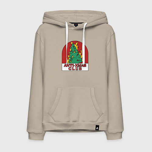 Мужская толстовка-худи Anti xmas club / Миндальный – фото 1
