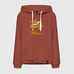 Толстовка-худи хлопковая мужская I love Capoeira - fighter, цвет: кирпичный