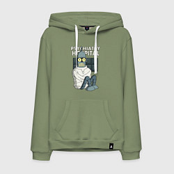 Толстовка-худи хлопковая мужская Bender - hospital, цвет: авокадо