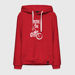 Толстовка-худи хлопковая мужская Ride or Die винтаж, цвет: красный