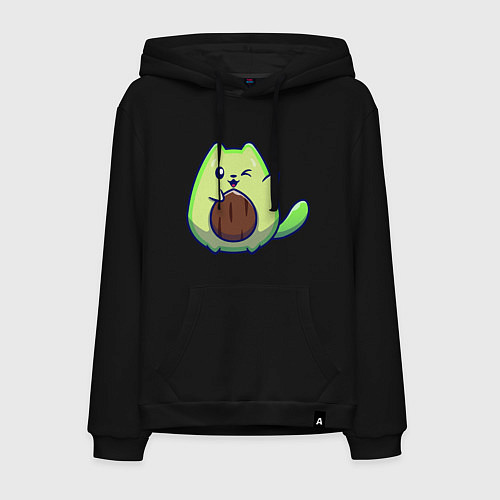 Мужская толстовка-худи Avocado green cat / Черный – фото 1