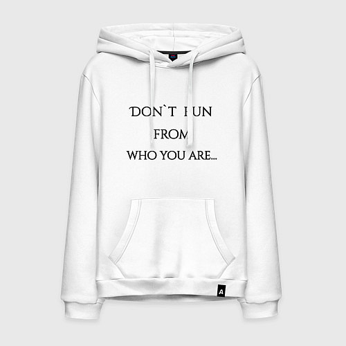 Мужская толстовка-худи Не беги от себя / Белый – фото 1