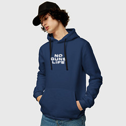 Толстовка-худи хлопковая мужская No Guns Life лого, цвет: тёмно-синий — фото 2