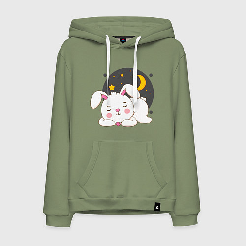 Мужская толстовка-худи Спящий Зайка / Авокадо – фото 1