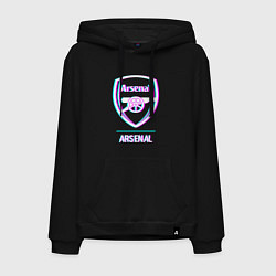 Толстовка-худи хлопковая мужская Arsenal FC в стиле glitch, цвет: черный