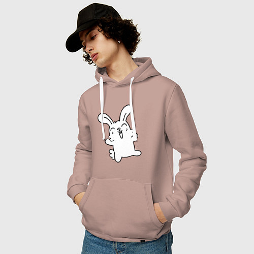 Мужская толстовка-худи Happy Bunny / Пыльно-розовый – фото 3
