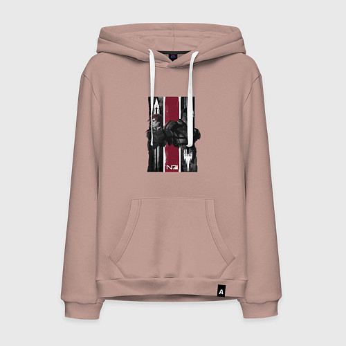 Мужская толстовка-худи Mass Effect N7 - Shepard / Пыльно-розовый – фото 1