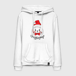 Мужская толстовка-худи Merry Christmas, cute rabbit in Santa hat