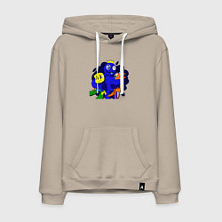 Толстовка-худи хлопковая мужская Радужные друзья: все персонажи, цвет: миндальный