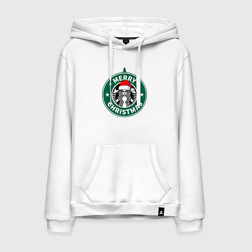 Мужская толстовка-худи Счастливого Рождества Starbucks / Белый – фото 1
