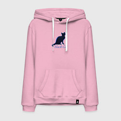 Толстовка-худи хлопковая мужская Черный неоновый кот, цвет: светло-розовый
