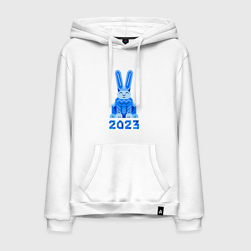 Мужская толстовка-худи Геометрический синий кролик 2023 / Белый – фото 1