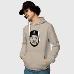 Толстовка-худи хлопковая мужская Ice Cube - head, цвет: миндальный — фото 2