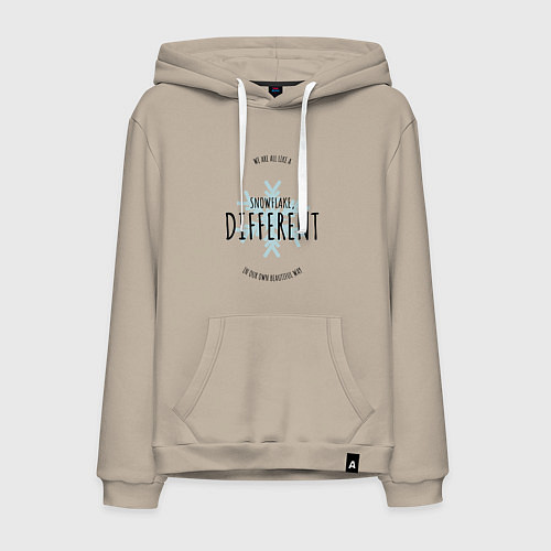 Мужская толстовка-худи Мы все снежинки / Миндальный – фото 1