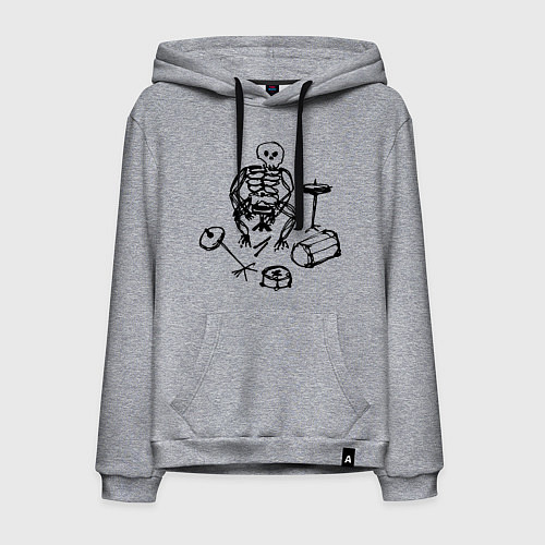 Мужская толстовка-худи Скелет барабанщик / Меланж – фото 1