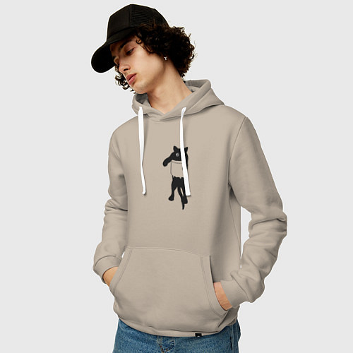 Мужская толстовка-худи Черный котик в кармане / Миндальный – фото 3