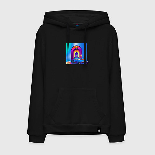 Мужская толстовка-худи Пиксельный DeLorean DMC-12 и рыбки / Черный – фото 1