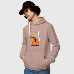 Толстовка-худи хлопковая мужская Stray - cat logo, цвет: пыльно-розовый — фото 2
