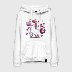 Толстовка-худи хлопковая мужская Girl unicorn, цвет: белый