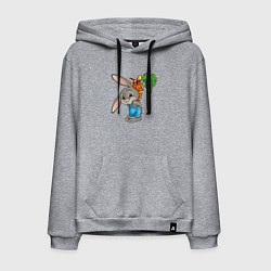 Толстовка-худи хлопковая мужская Зайчик прячет морковку, цвет: меланж
