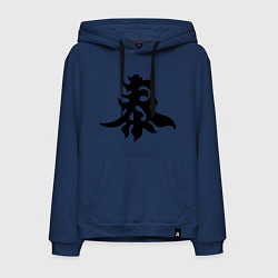 Толстовка-худи хлопковая мужская Японский иероглиф - Богатство, цвет: тёмно-синий