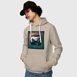 Толстовка-худи хлопковая мужская Игровой джойстик, цвет: миндальный — фото 2