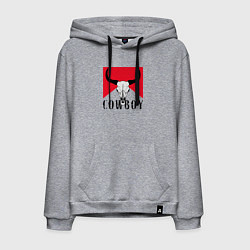 Толстовка-худи хлопковая мужская Череп буйвола:Cowboy, цвет: меланж