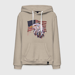 Толстовка-худи хлопковая мужская American eagle, цвет: миндальный