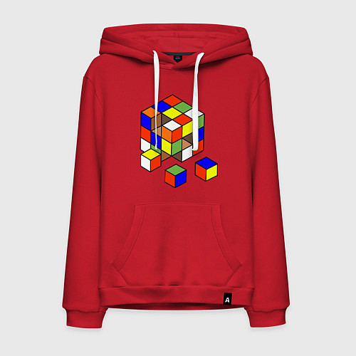 Мужская толстовка-худи Разобранный кубик / Красный – фото 1